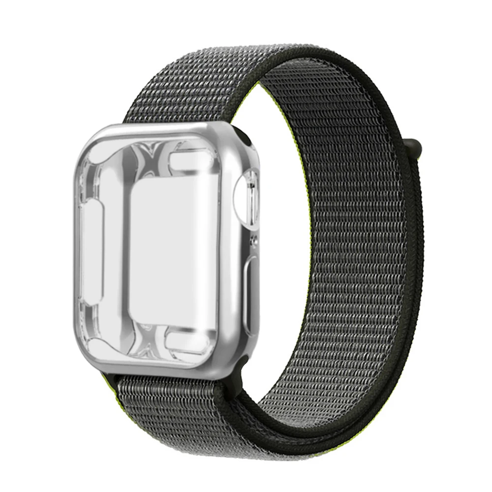 Нейлоновый ремешок+ чехол для Apple watch series 5/4/3/2/1, 42 мм, 38 мм, версия в едином положении во время занятий легкой атлетикой, ремешок для iwatch 40 мм 44 спортивный браслет - Цвет ремешка: Olive green