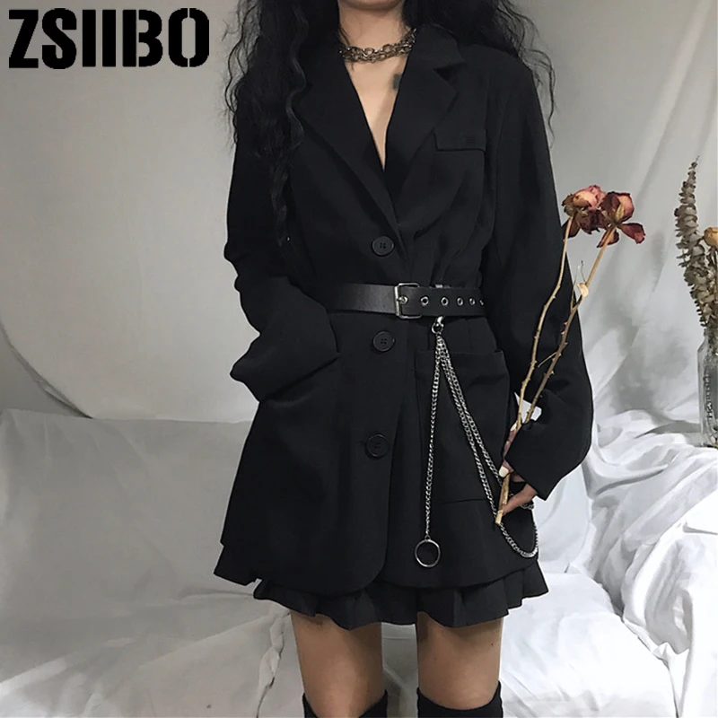 Женский Однобортный блейзер с поясом готический маленький офисный пиджак
