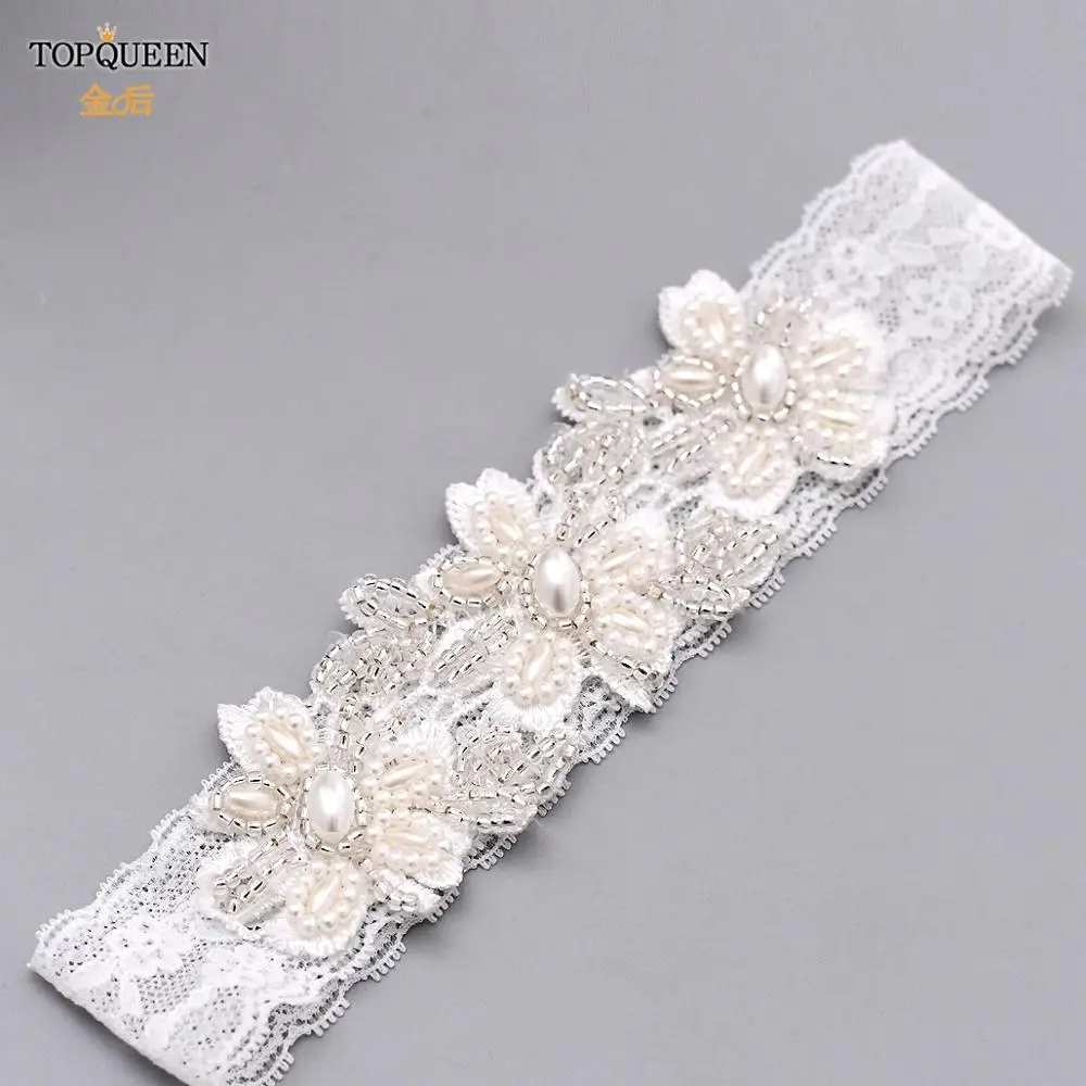 TOPQUEEN эластичные кружевные подвязки для ног жемчужные Цветочные Свадебные