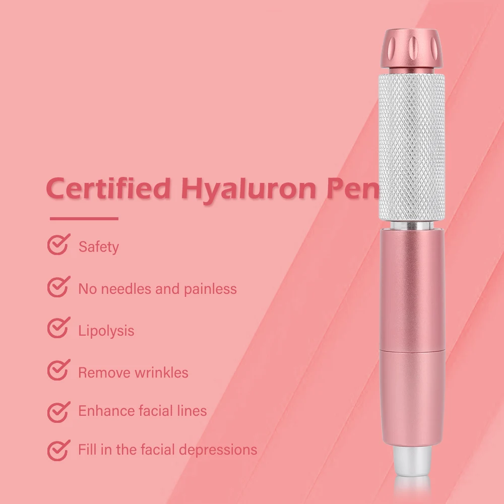 0.3&0.5 Heads Pink Hyaluron Pen with 3 Levels Adjust Pressure Hyaluronic Acid Pen for Anti Wrinkle Lip Lifting Meso Gun Injector