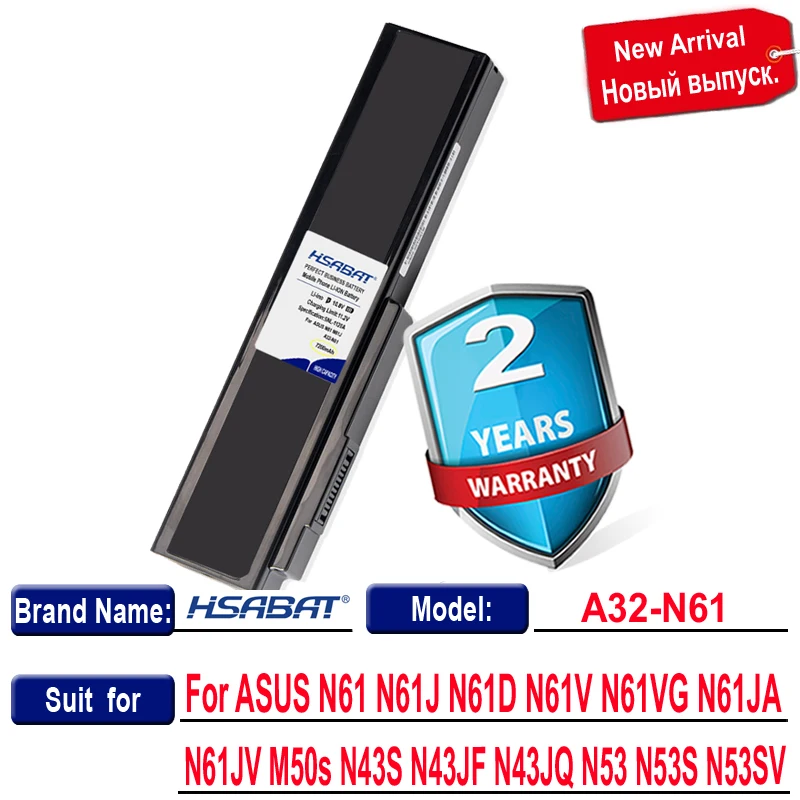 Новое поступление [HSABAT] Батарея для Asus N53S N53J N53JQ A32-N61 A32-M50 N43 N61JQ N61 N61J N61Jq N61V N61Vg N61Ja N61JV