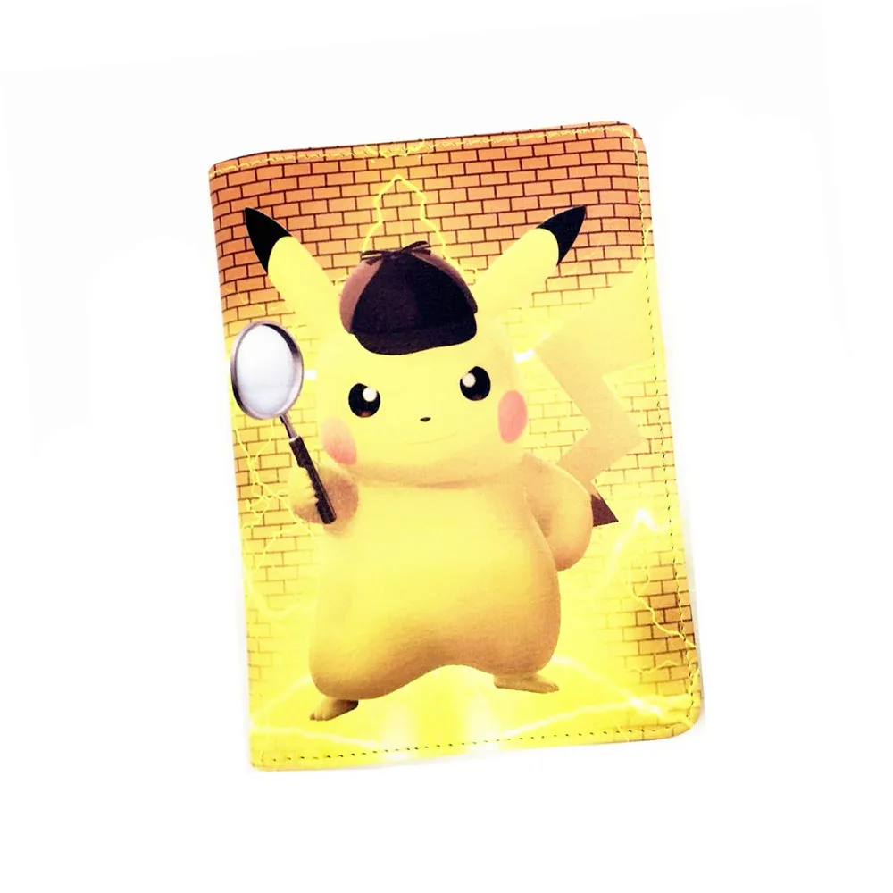 Мультфильм заграничного паспорта крышка Pokemon Detective Pikachu PU кредитных карт ID Держатели для маленьких мальчиков и девочек кожаная сумочка, с отделением для паспорта, кошельки