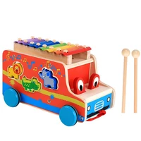 wooden early learning animal shape sorter toy with music keyboard xylophone pull along car educational learning toy