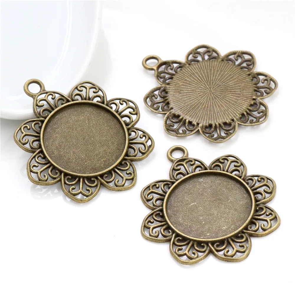 Новая мода 5 шт 25 мм Внутренний размер Античная Посеребренная бронза цветов
