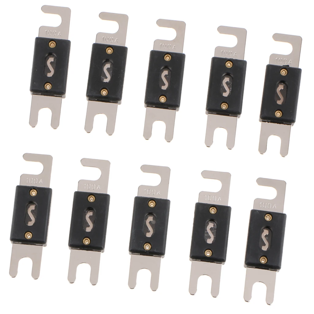 Pack Of 10 Nickel Plated Car ANL Blade Fuses Audio Electric Protection 100A | Автомобили и мотоциклы