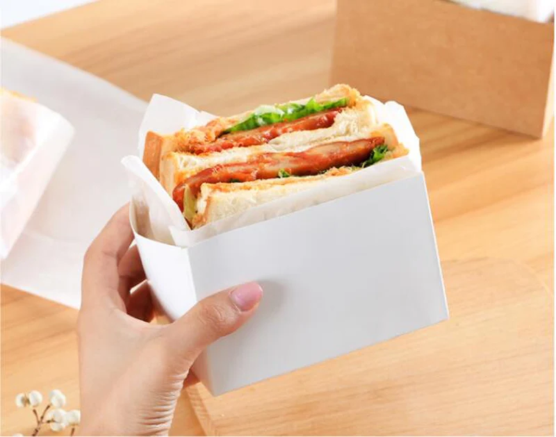 300 шт. крафт Бумага сэндвичи упаковочная коробка толщиной гренок с яйцом хлеб для