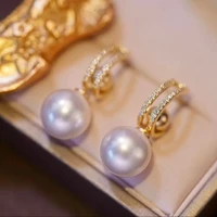 fantisy big simulated pearl pendant earrings for women ladies full shinning rhinestone hollow c shape earrings accessories