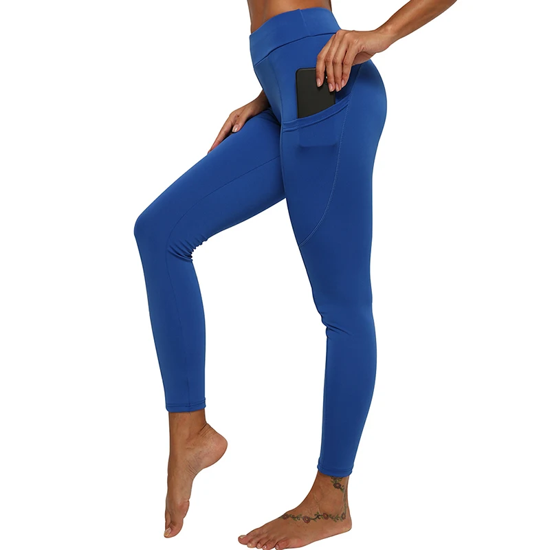 

Women Anti-sweat Soft Fitness Leggings Workout Gym Slim High Waist Sports Running Pocket Leggings Feminino Vestido
