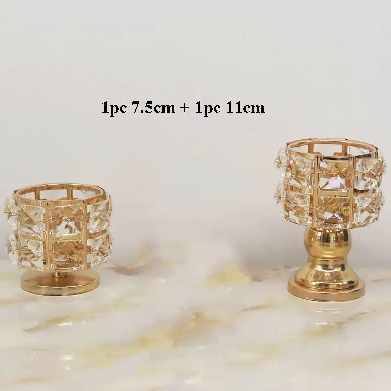1pc 7.5cm 1pc 11cm PEANDIM маленький хрустальный подсвечник, золотой милый чайный светильник, подсвечник для украшения свадебного стола, вечерние подсвечники для дома - Цвет: 1pc 7.5cm 1pc 11cm