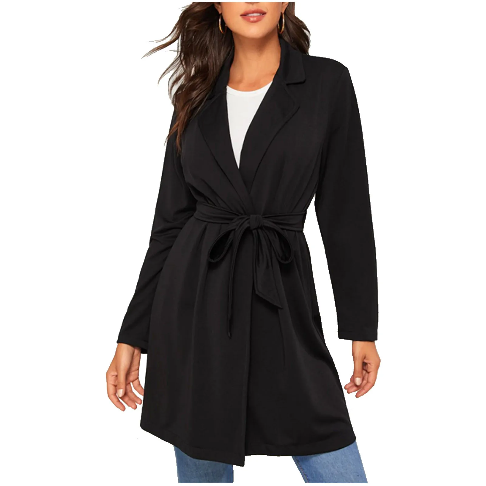 

Women Casual Windbreaker Solid Tops Long Sleeve Jacket Coat Loose Lapel Overcoat Fashion Harajuku Korean Jacket