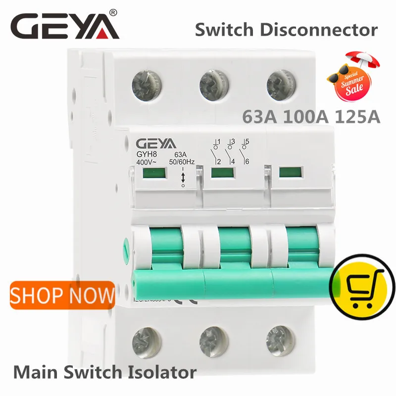 Трехфазный главный выключатель GEYA GYH8 63a 400 a изолирующий для домашнего или