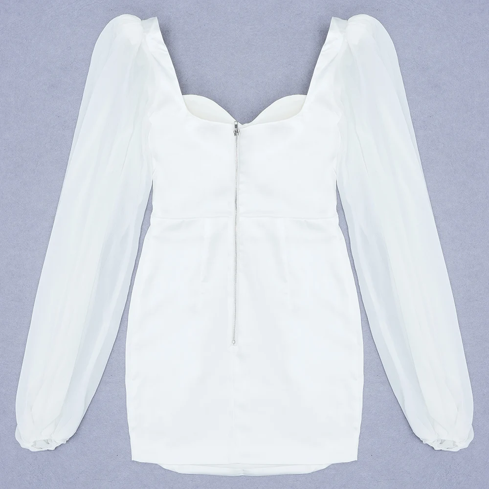 Женское платье с пышными рукавами белое для вечевечерние 2020 | Женская одежда