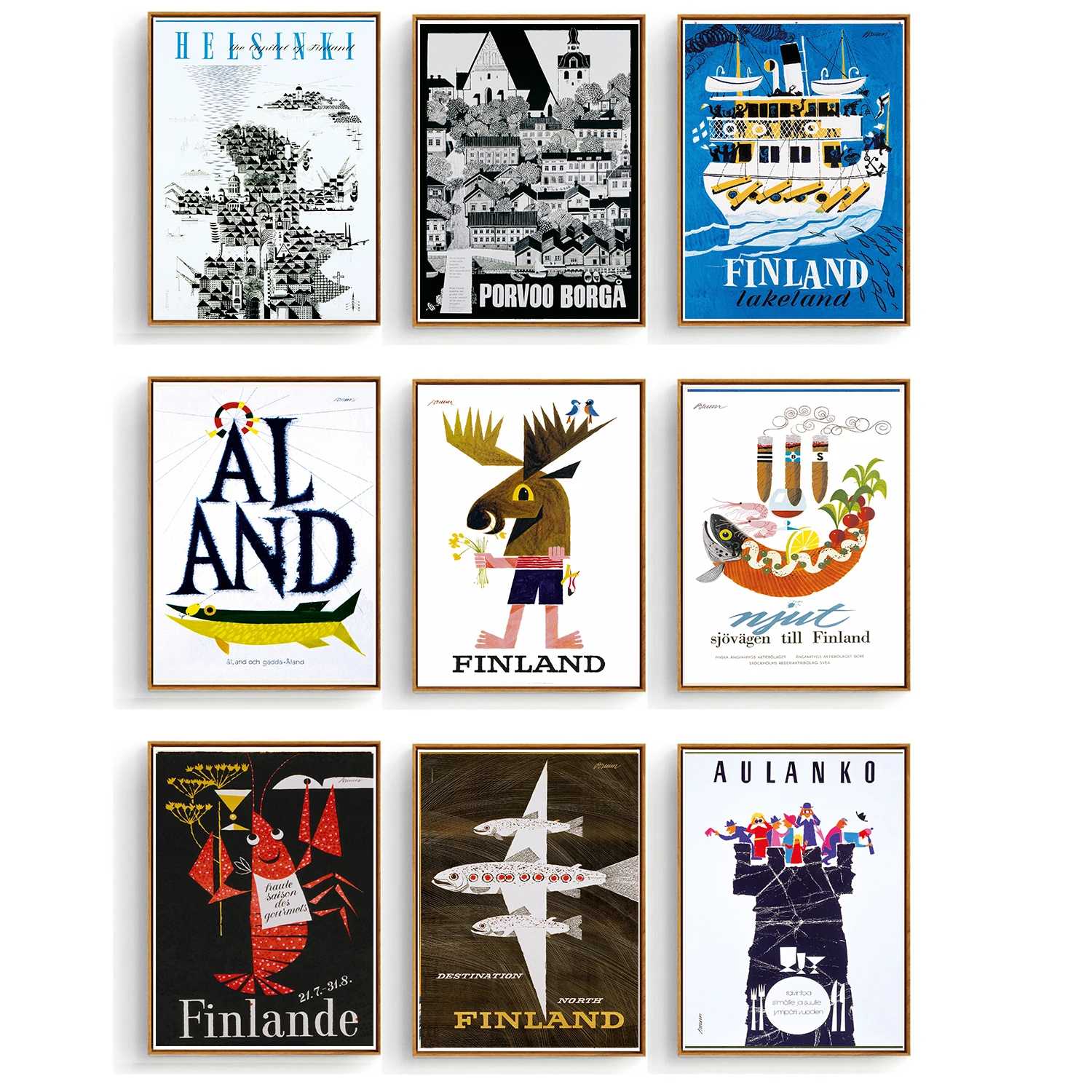 Постеры для путешествий в стиле ретро Финляндия Хельсинки холст живопись
