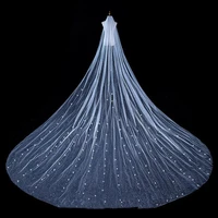 nzuk tulle 3 meters wedding veil with pearls long cathedral pearl veil one layer bridal veil wedding glitter accessories novias