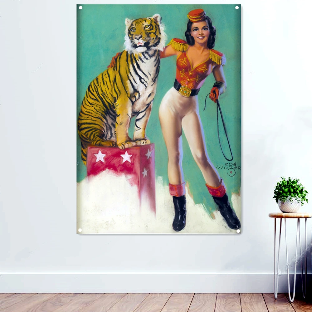 

40s Fashion Cover Girl Poster Hanging Painting Wall Sticker Tapestry Mural Nostalgic Retro Pinup Art Wall Decor Banner Flags F6