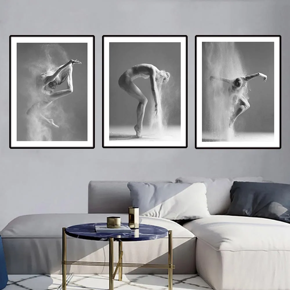 Настенное изображение холст печать черная белая балерина современные картины