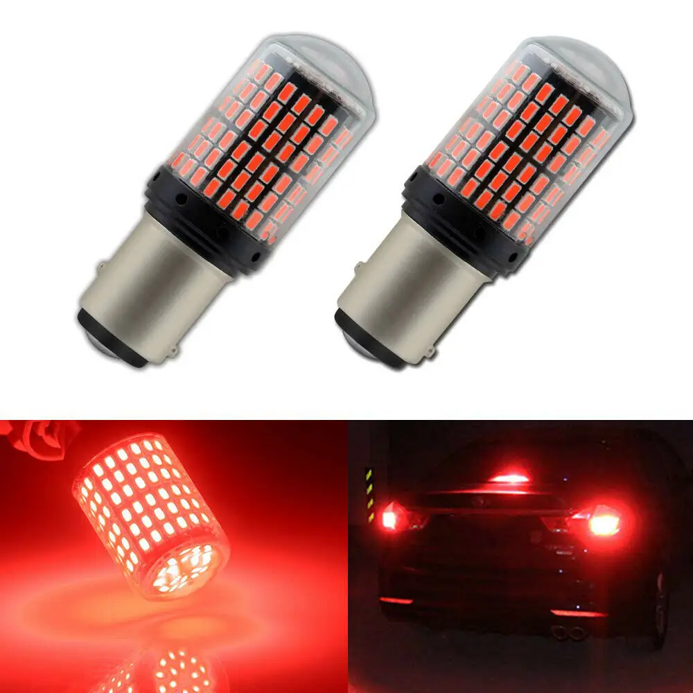 

2pcs Car P21W BAY15D 1157 LED Canbus Light 3014 144SMD Error Free Bulb Auto Turn Signal Bulb Red Lamp