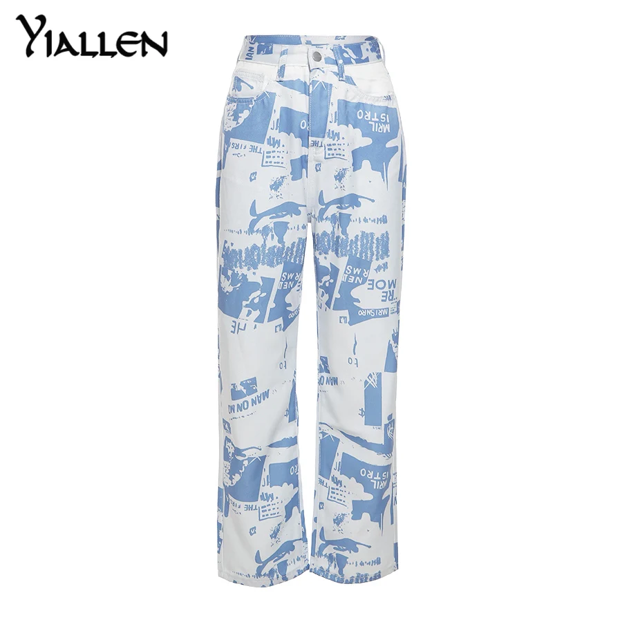 

Yiallen Summer Casual Y2K Tie Dye Print Joggers Pants Women Fashion Harajuku High Waist Pants Pocket Long Trousers Streetwear