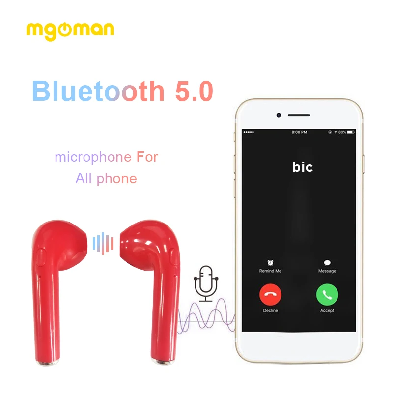 Mgoman i7s наушники, беспроводные наушники I7s, TWS, Bluetooth 5,0, наушники, Прямая поставка, внутриканальные стерео наушники для всех смартфонов