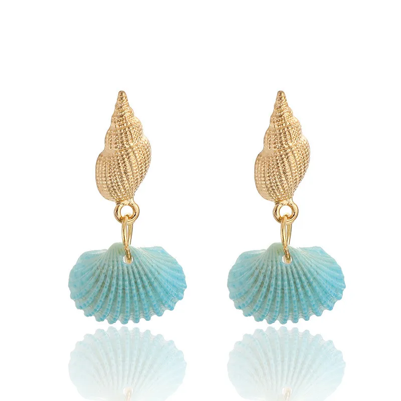 Мульти Цвет море серьги-капли из ракушки для женщин в форме раковины золото