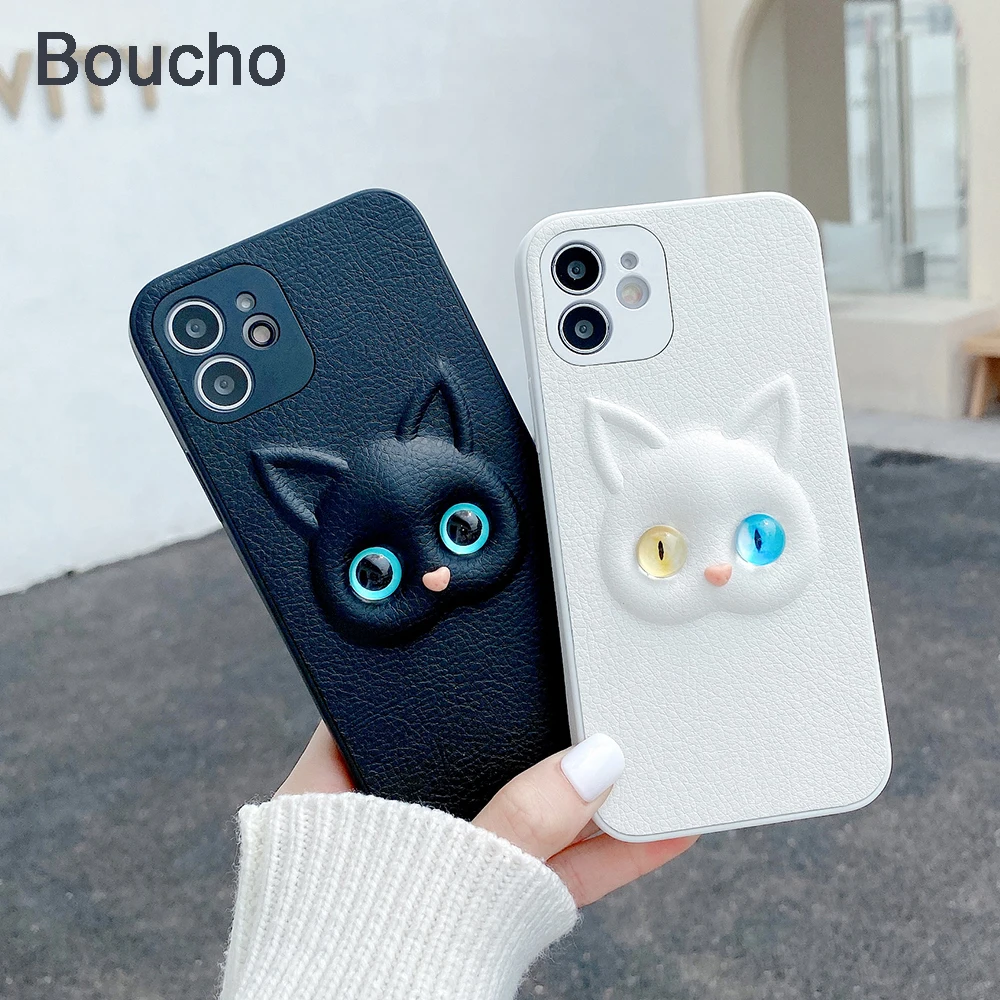 Чехол Boucho с милым мультяшным 3d котом для телефона iPhone 12 Pro Max Mini 11 XS XR X 7 8 6 6S plus SE