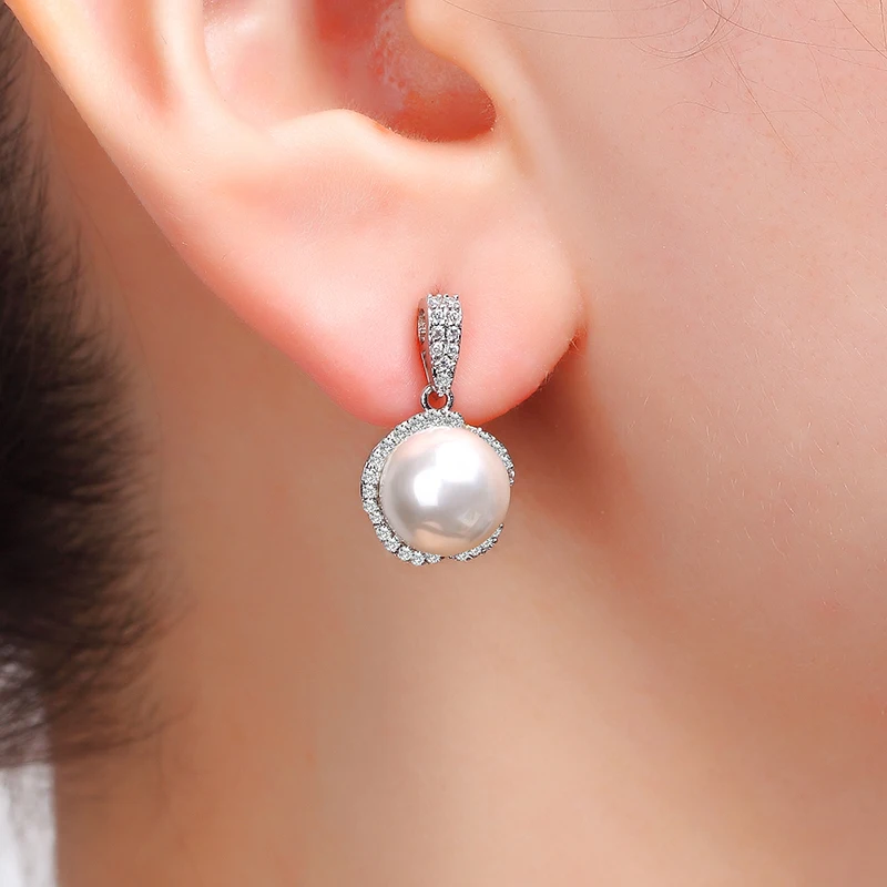 

Hot sale elegant fashion pearl rhinestone crystal earrings jewelry retro style pearl earrings bride wedding holiday lover gift