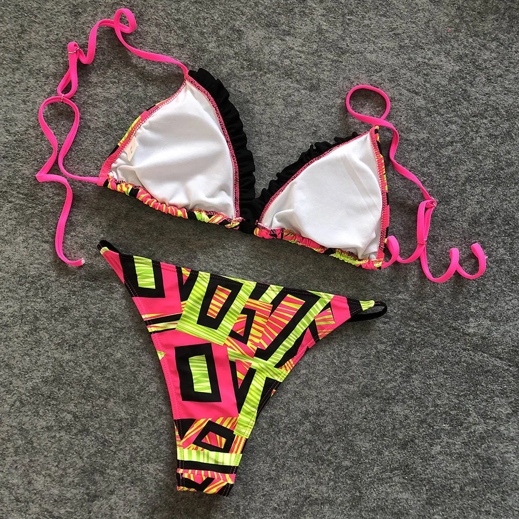 Сексуальный купальник Женский комплект бикини с принтом из двух предметов