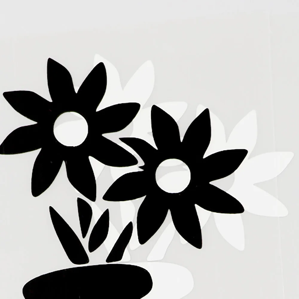 YJZT 9.5CM×15.7CM Funny Plant Flowers In Vase Vinyl Car Sticker Decal Black/Silver 18B-0110 | Stickers