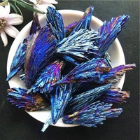 1pc random natural quartz crystal jet stone chinese phoenix rainbow titanium cluster peacock blue feather mineral healing stones