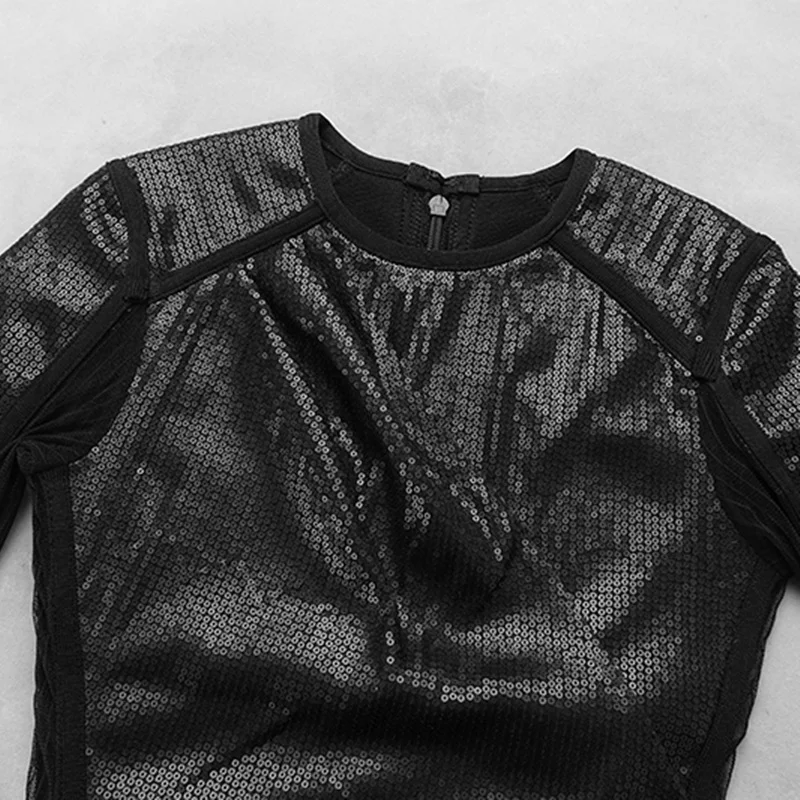 Женское вечернее платье мини с блестками Сетчатое облегающее драпированное