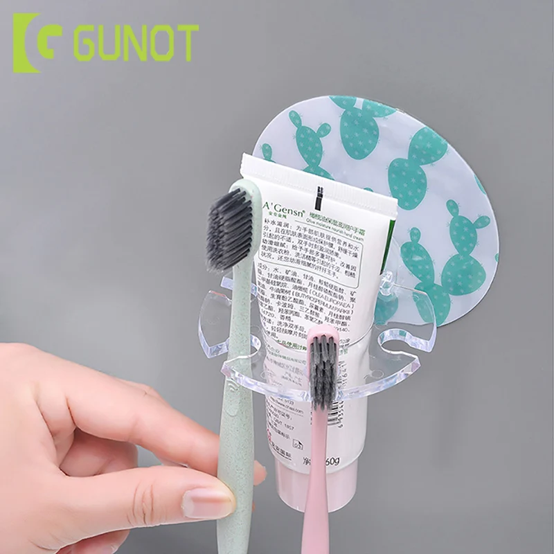 GUNOT настенный держатель для зубной пасты и щетки бритва полка пластиковый футляр для зубной щетки диспенсер Органайзер аксессуары для ванной комнаты