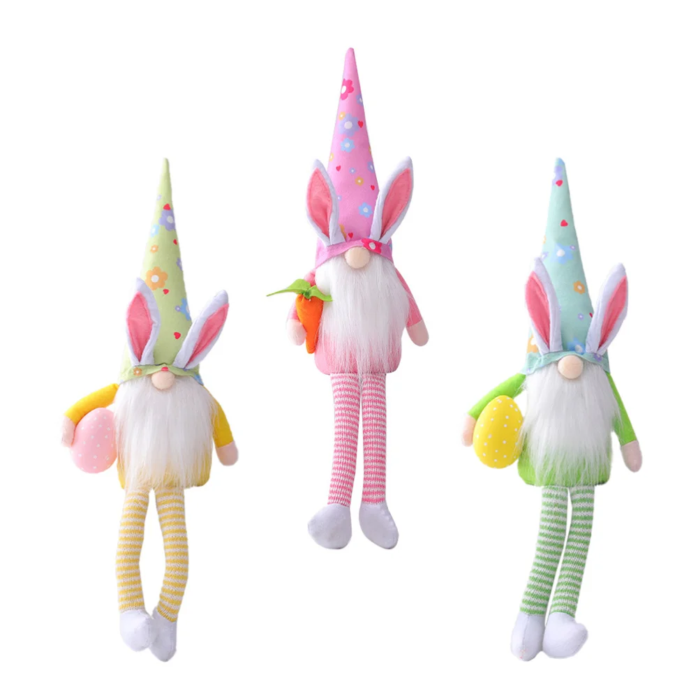 

3pcs Easter Bunny Gnomes Doll Adorable Tomte Elf Doll Decor Home Ornaments