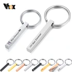 Брелок с гравировкой Vnox, минималистичный вертикальный брелок для женщин и мужчин, геометрический квадратный брелок из нержавеющей стали, унисекс, аксессуар, подарок