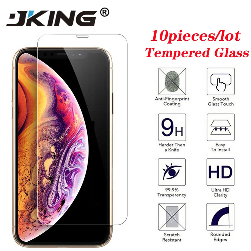 10 шт./лот Защитное стекло для iPhone X Xr Xs Max закаленное 5 5S SE 6 6s 7 8 Plus 11 Pro Max|Защитные