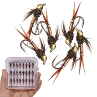 1624pcs 10 fishing lure fast sinking wire tungsten bead head nymph flies trout fly fishing lures