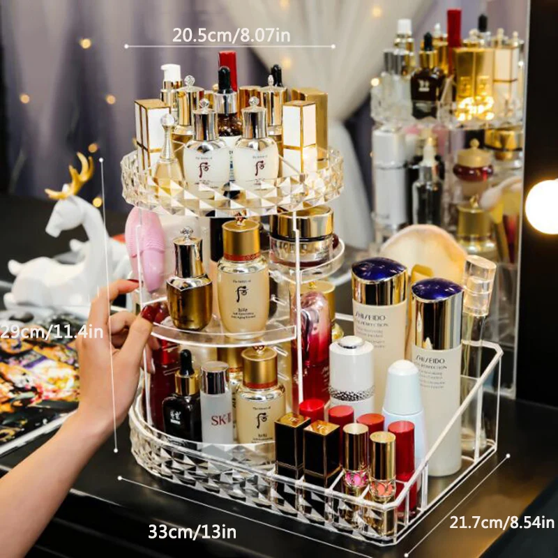 Органайзер для макияжа прозрачная коробка для хранения косметики Rangement Organizador Cajas Organizadoras De Plastico вращающийся на 360 градусов - Цвет: As shown