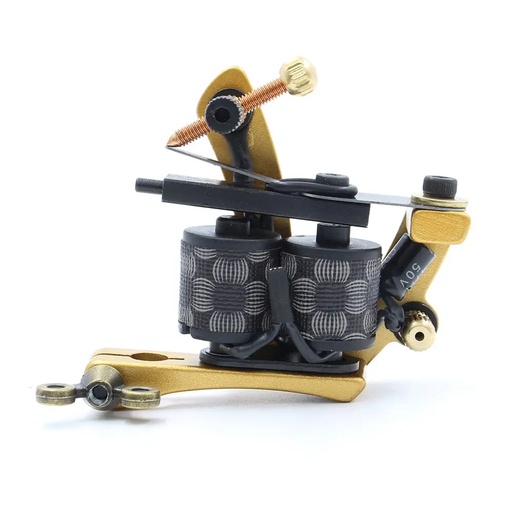 "Yangna Coil Tattoo Machine 10 Warps Tattoo Guns Iron Handmade Yellow