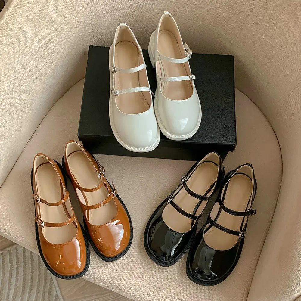 

Туфли-лодочки женские из натуральной кожи с круглым носком и ремешком