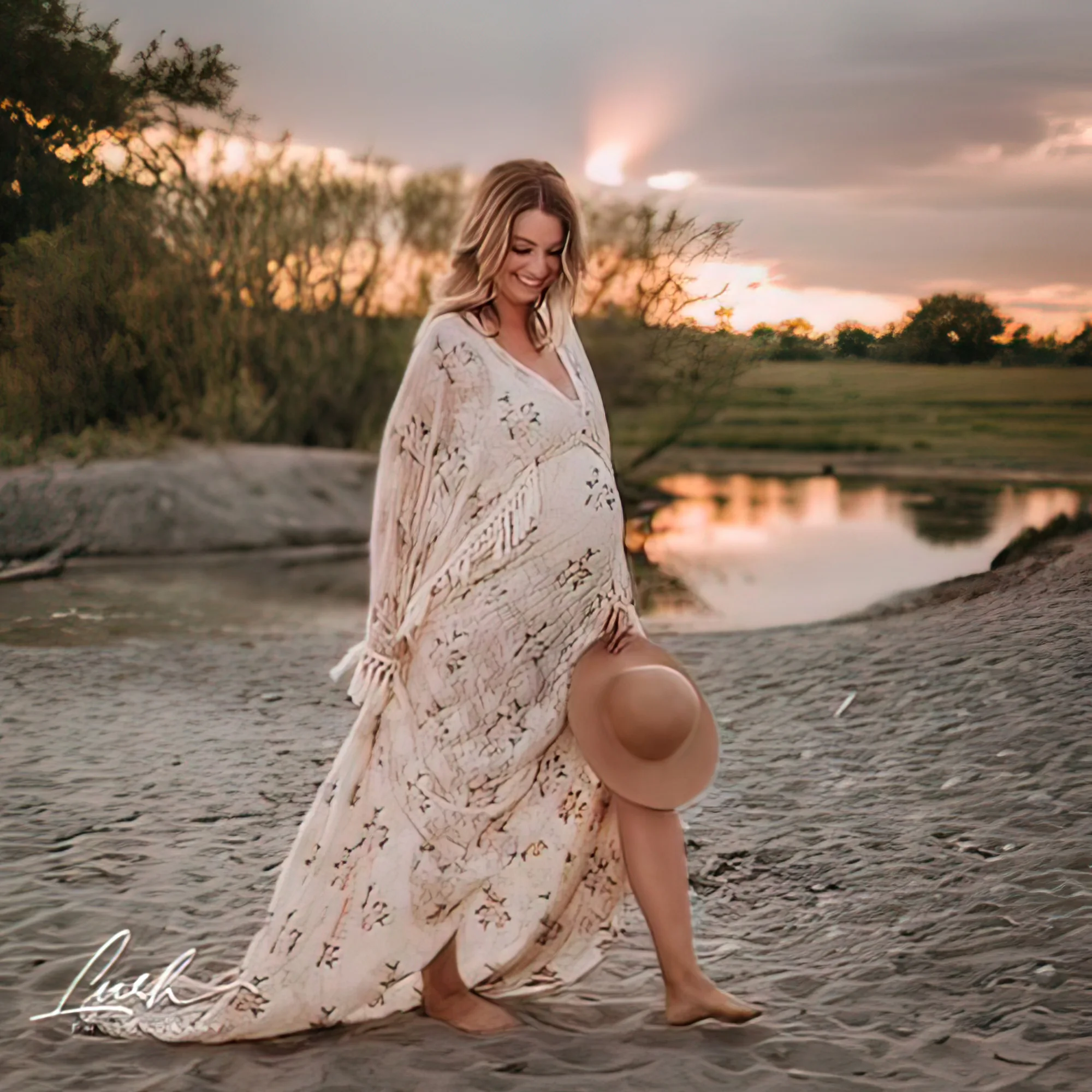Boho Lace Photo Shoot Pregnant Robe Maternity Dresses with Tassels Evening Party Costume for Women Photography Accessories enlarge