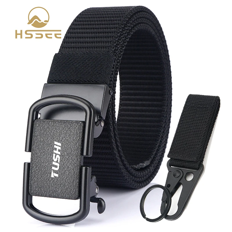 

HSSEE 2020 новые мужские тактические пояса, подтвержденная твердого металла Автоматическая Пряжка пояс для занятий спортом из мягкой натуральн...