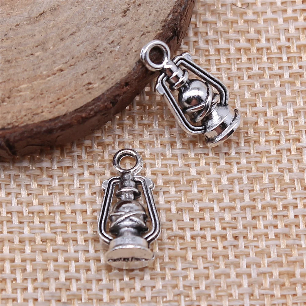 

free shipping 59pcs 8x16mm antique silver Kerosene lamp charms diy retro jewelry fit Earring keychain hair card pendant