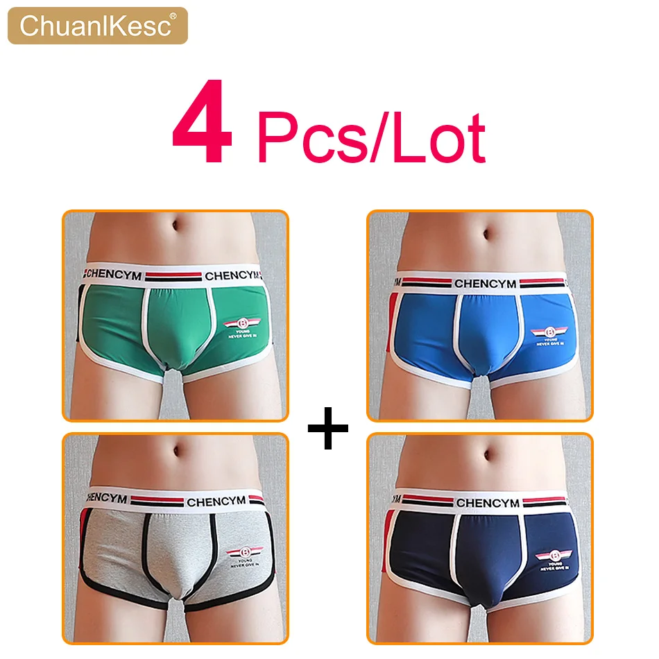 

4Pcs/Lot Cotton Men's Boxer Pants Breathable Korean Fashion Underwear Comfortable Personalized Printed Sports Shorts Hot Selling