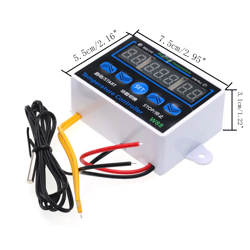 Цифровой светодиодный регулятор температуры W88 12 В 220 термостат с датчиком NTC