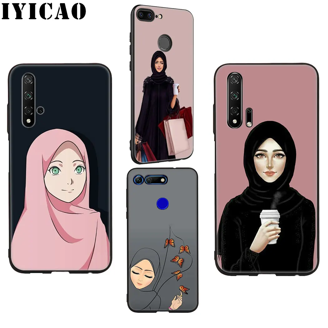 IYICAO Muslim Islamic Gril Eyes Woman Soft Silicone Case for Huawei Honor view 20 9X Pro 10 9 8 Lite 8X 8C 7X 7C Note |