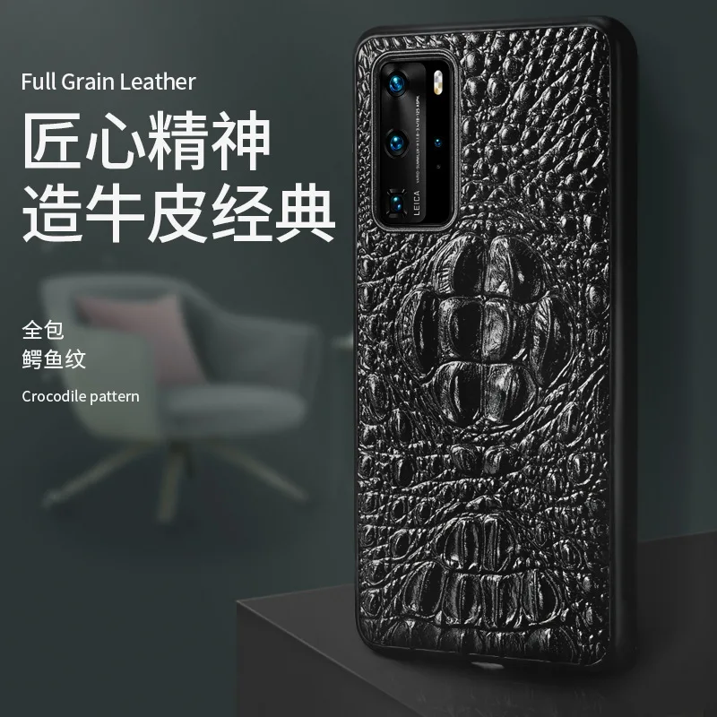 

Роскошный 3d чехол из натуральной кожи с крокодиловой головой для телефона Huawei P40 P30 P20 Pro, чехлы
