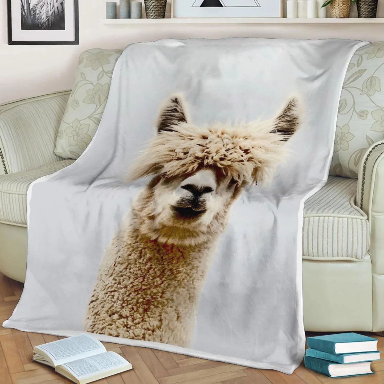 Цветное фланелевое одеяло альпака детское с 3D принтом сохраняющее тепло для