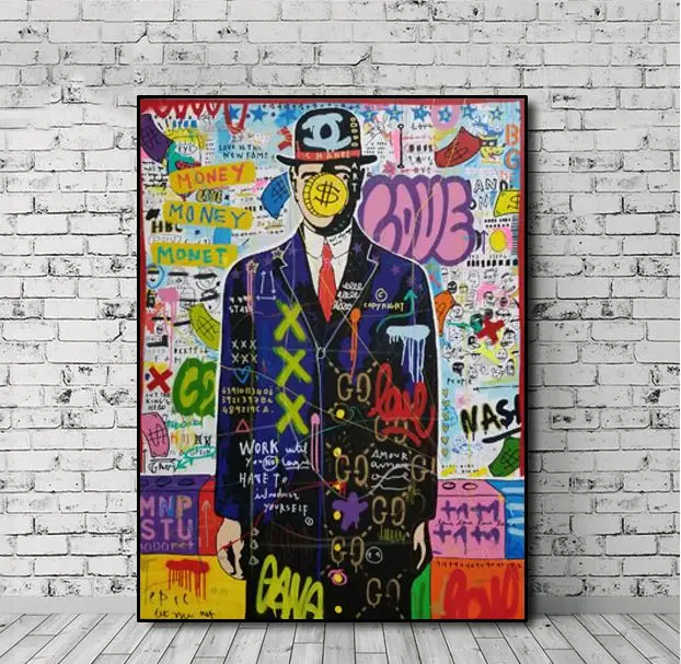high quality hand painted creative graffiti pop art on Canvas for children's bedroom or bed room