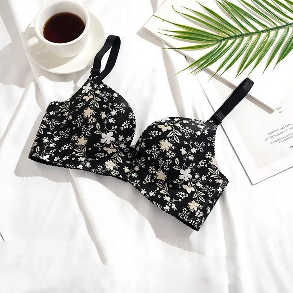 

Женский бесшовный бюстгальтер с мягкими чашечками, с цветочным принтом