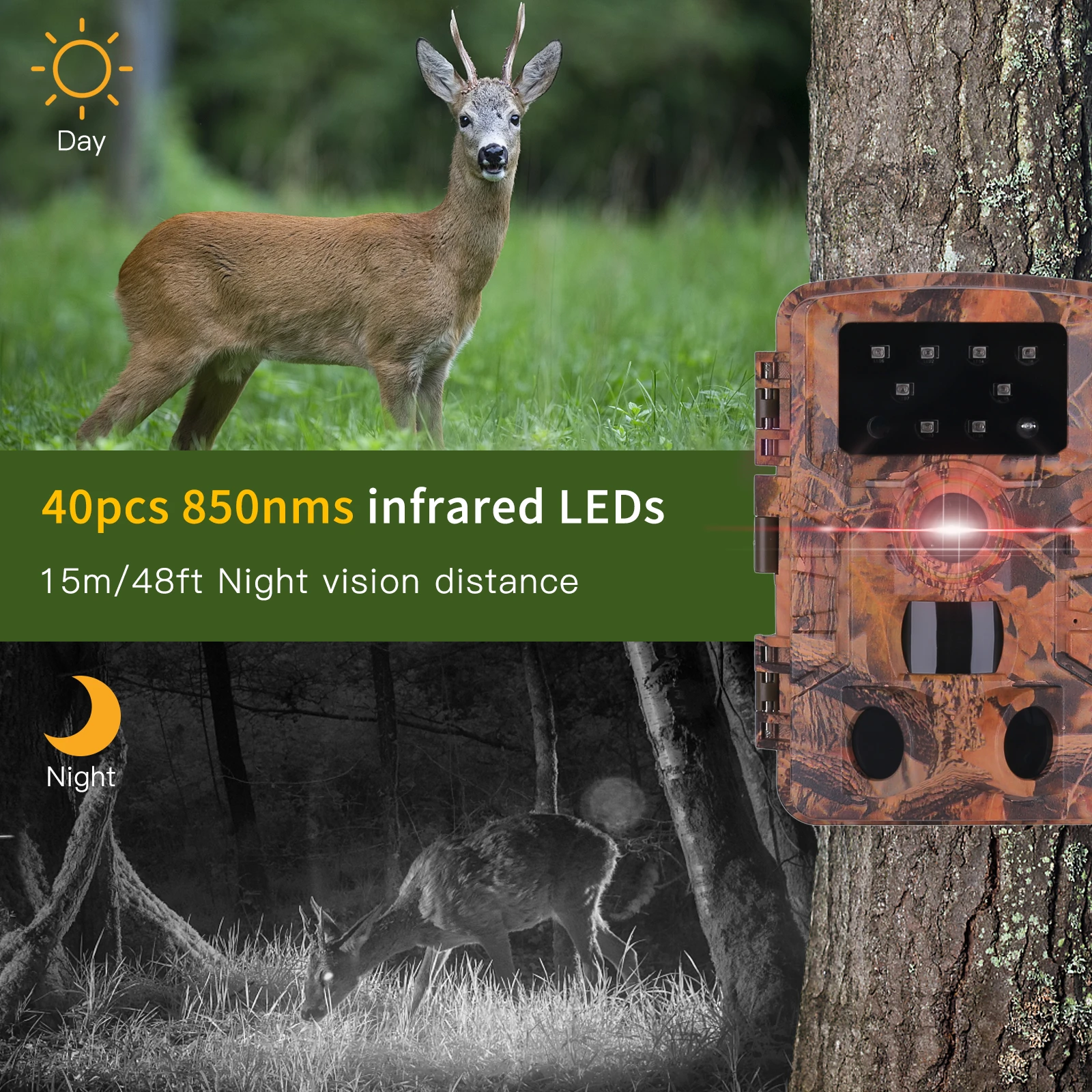 

Trail Camera Waterproof 20MP 1080P Hunting Camera Outdoor Infrared Thermal Camera Night Vision Wildlife Scouting Camera