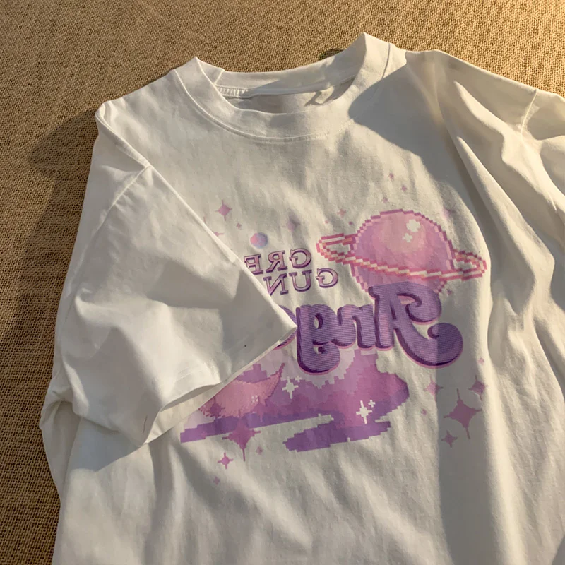 Женская футболка в стиле Харадзюку свободная с коротким рукавом и